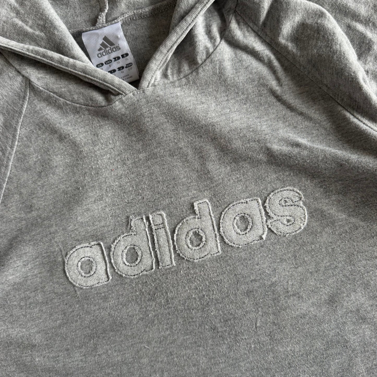 Y2K Adidas Spell Out Hooded Tee - S/M