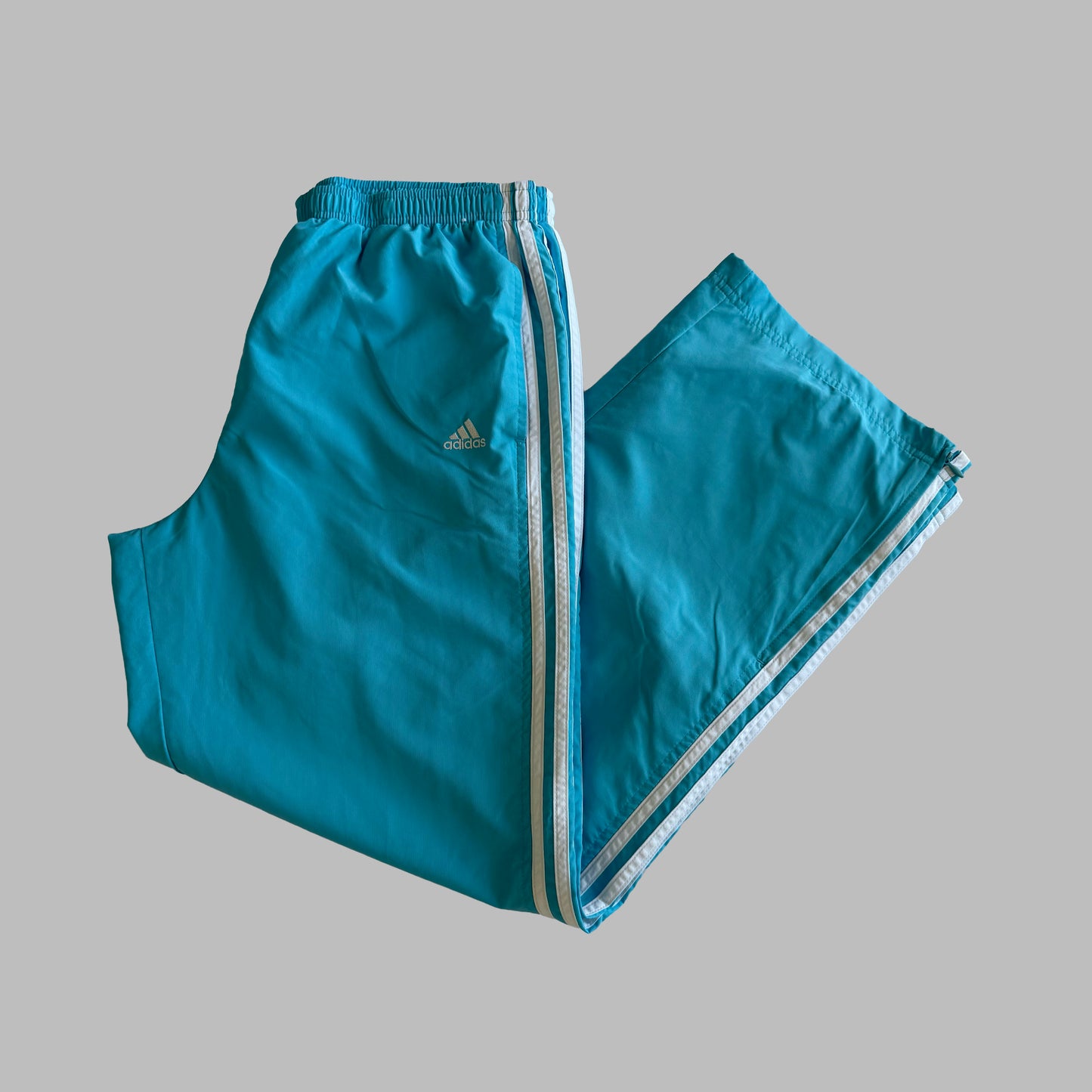 Y2K Adidas Three Stripe Wide Leg Track Pants - M