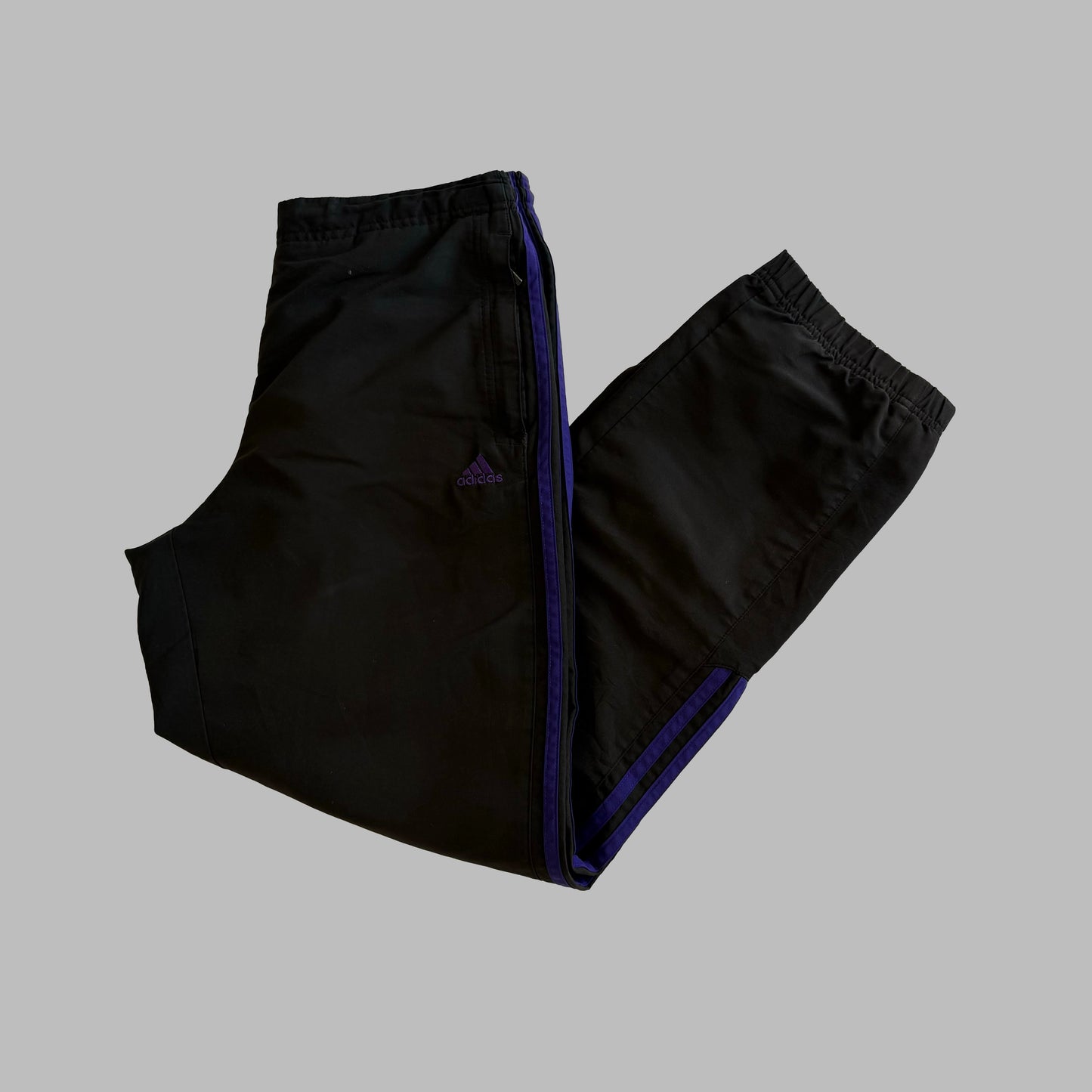 Y2K Adidas Three Stripe Baggy Track Pants - S