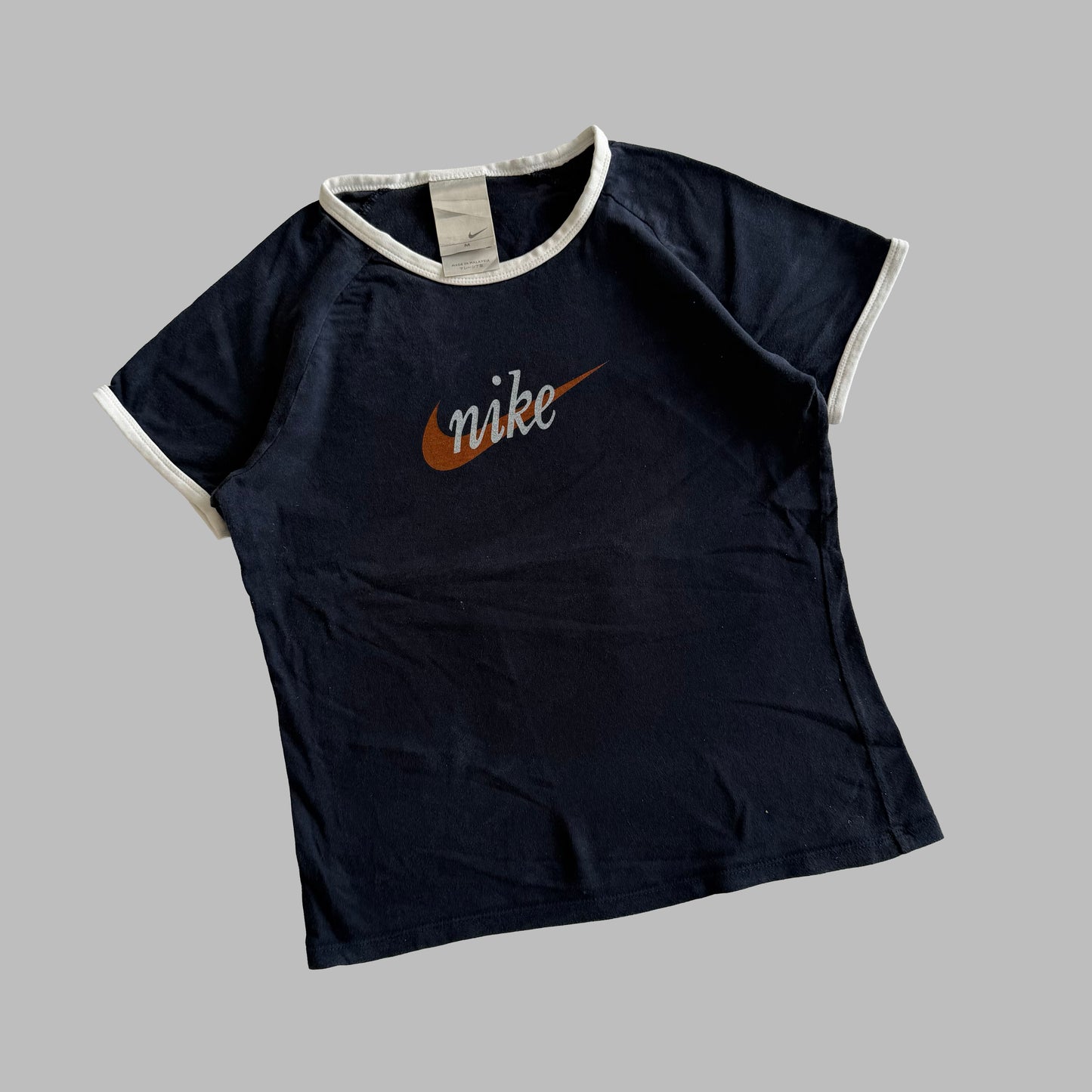 Y2K Nike Spell Out Baby Tee - M