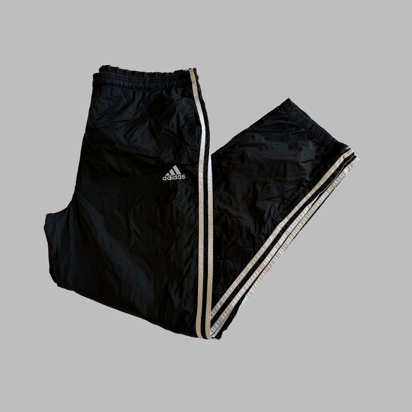 90s Adidas Three Stripe Baggy Track Pants - M