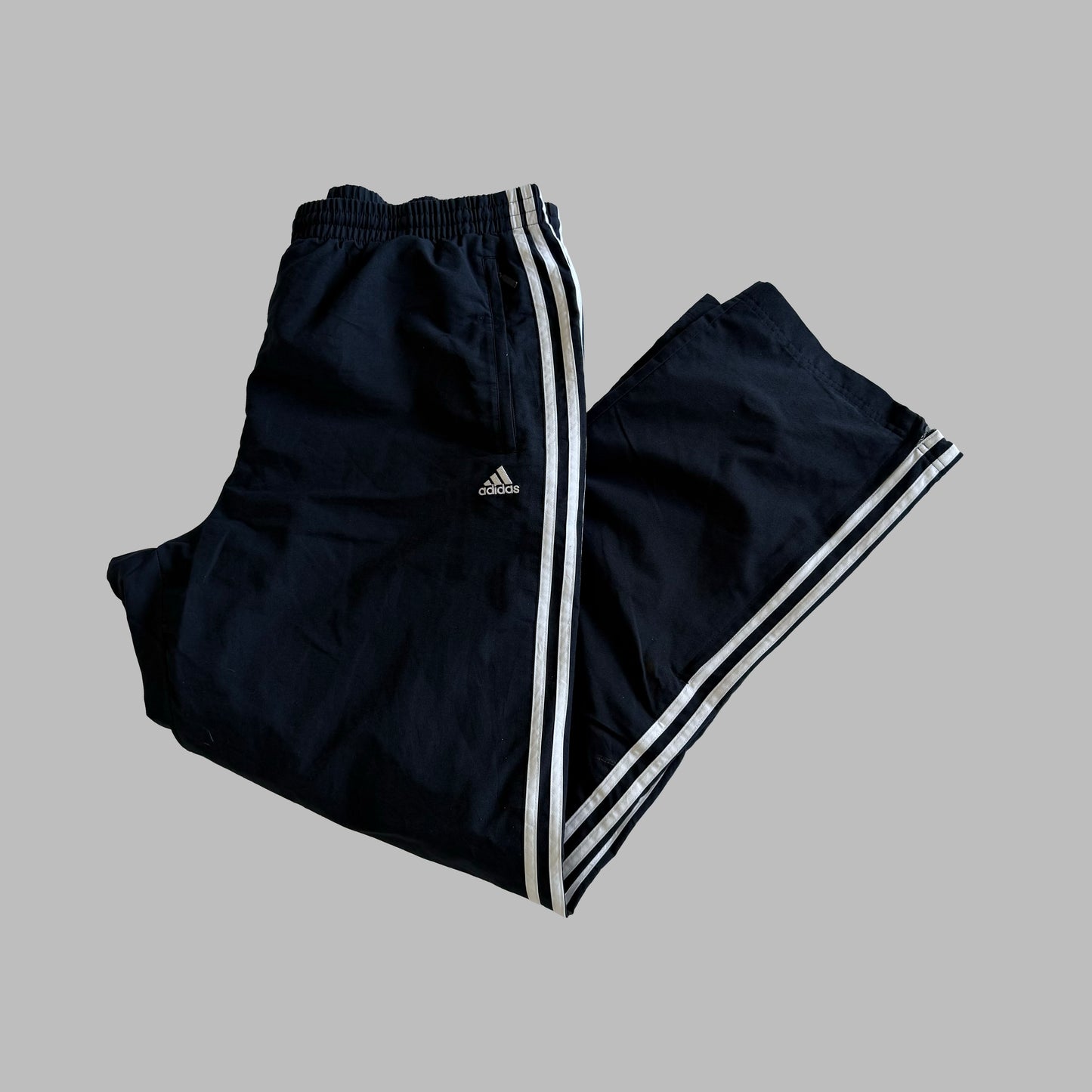 Y2K Adidas Three Stripe Baggy Track Pants - XL
