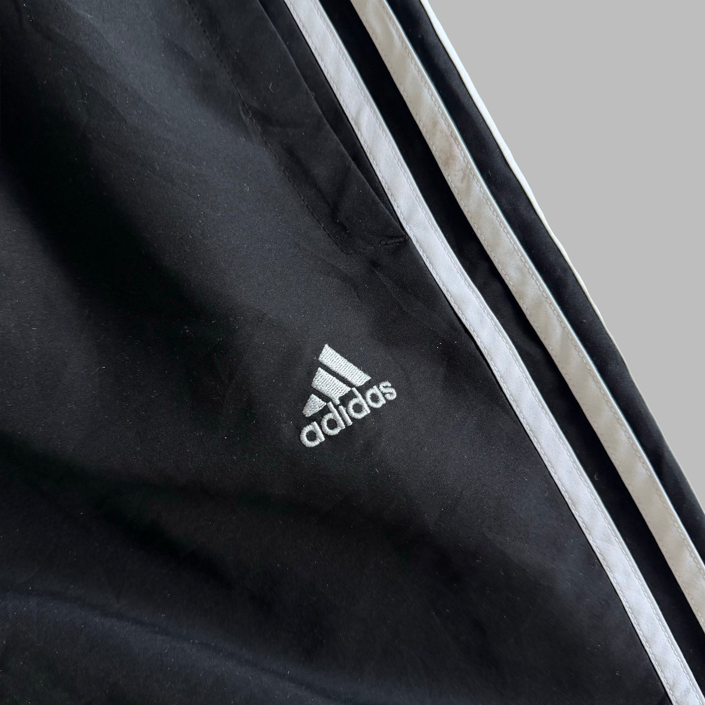 Y2K Adidas Three Stripe Wide Leg Track Pants - S