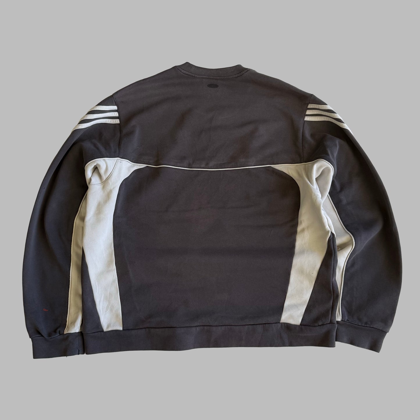 Y2K Adidas Three Stripe Panelled Sweatshirt - XL