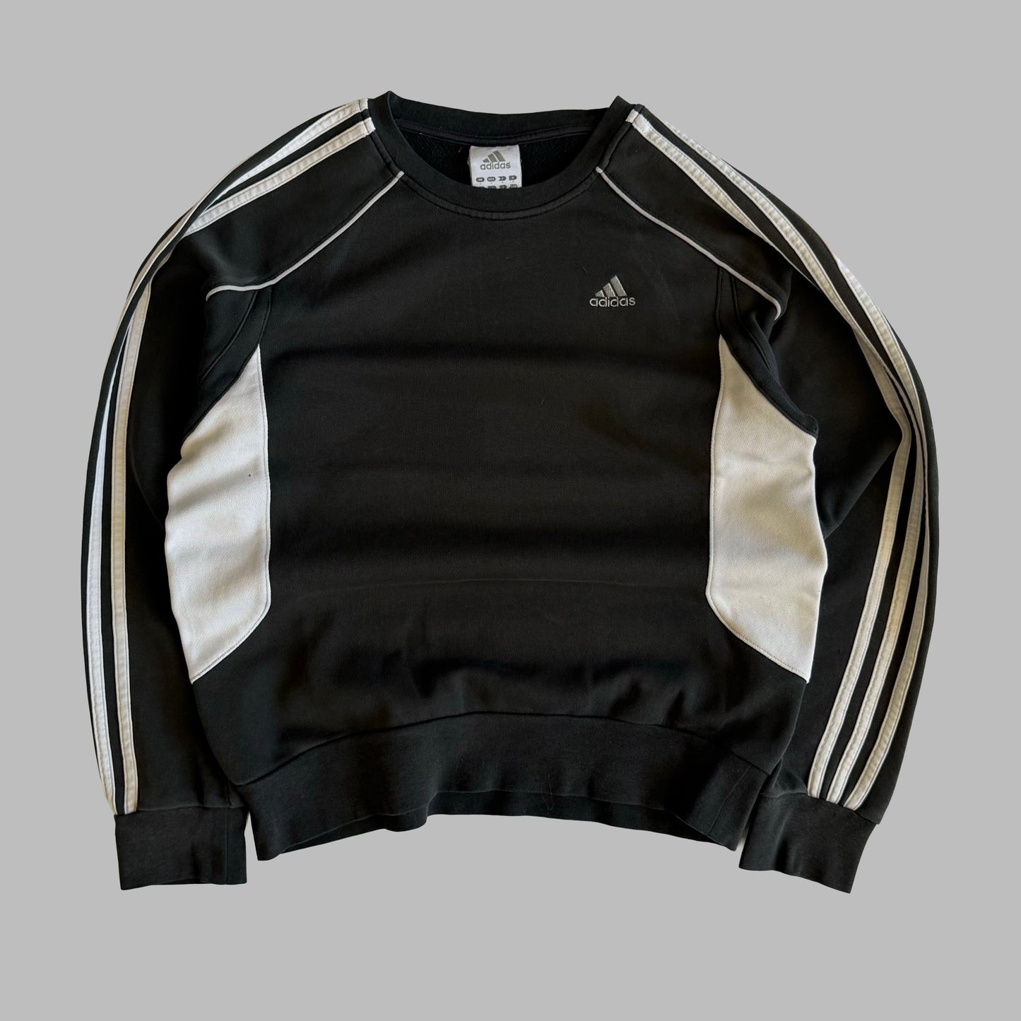 Y2K Adidas Three Striped Panelled Sweatshirt - S