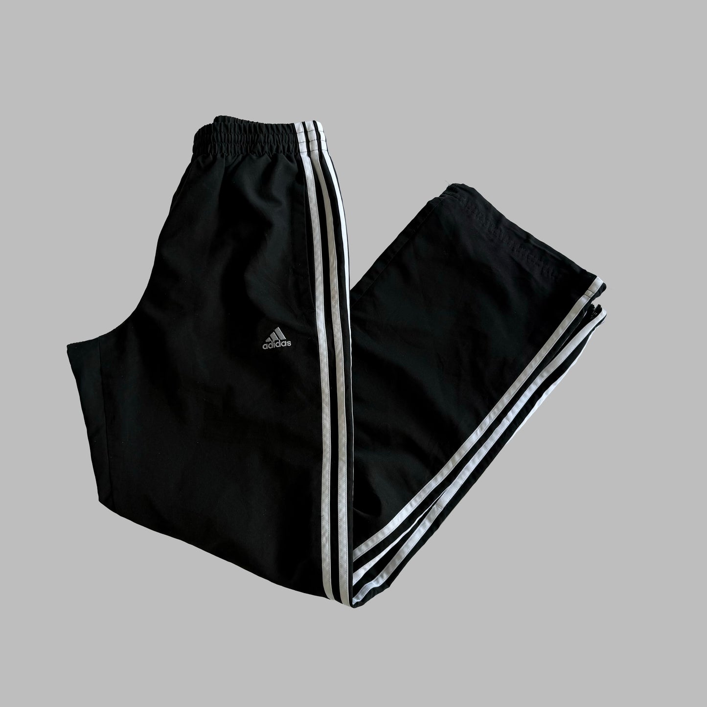 Y2K Adidas Three Stripe Wide Leg Track Pants - S