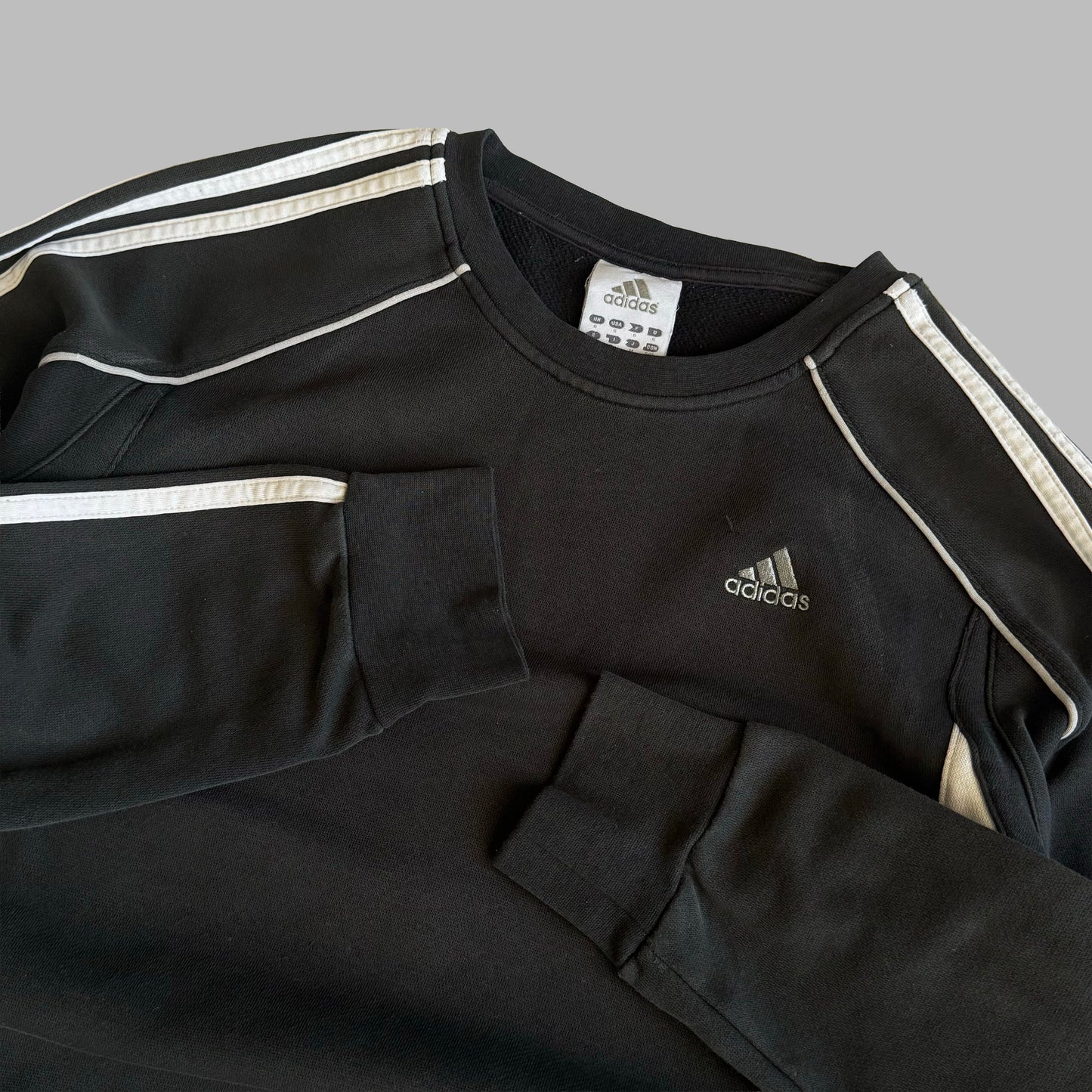 Y2K Adidas Three Striped Panelled Sweatshirt - S