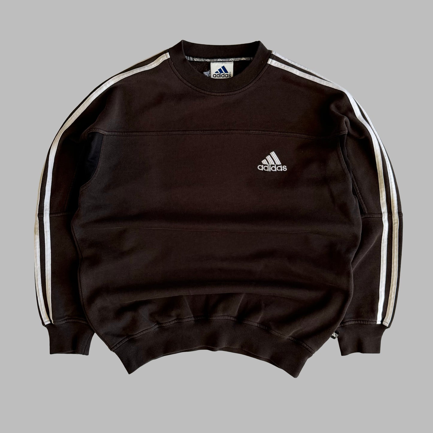 90s Adidas Three Stripe Panelled Sweatshirt - M