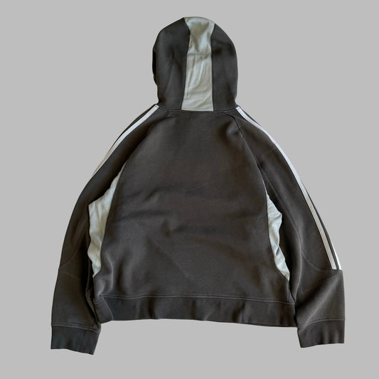 Y2K Adidas Three Stripe Panelled Hoodie - L