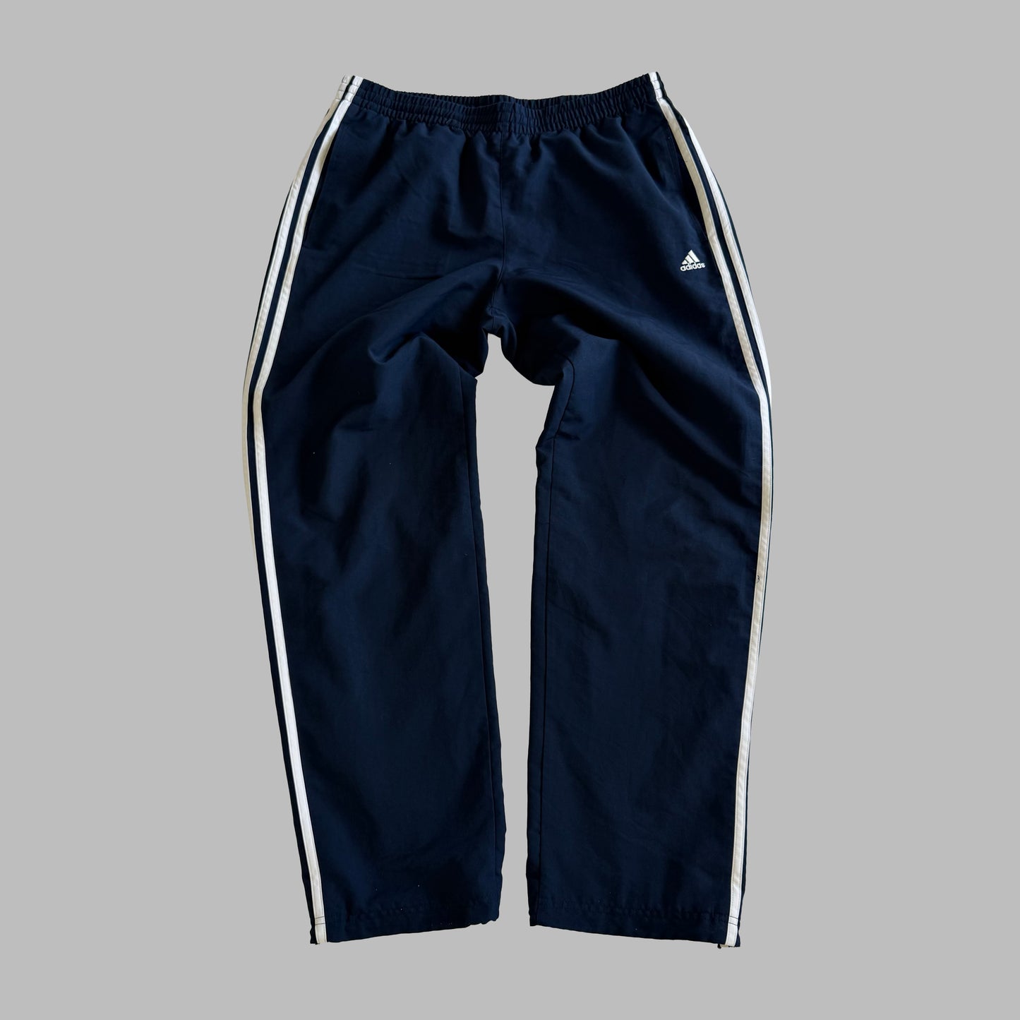 Y2K Adidas Three Stipe Baggy Track Pants - L