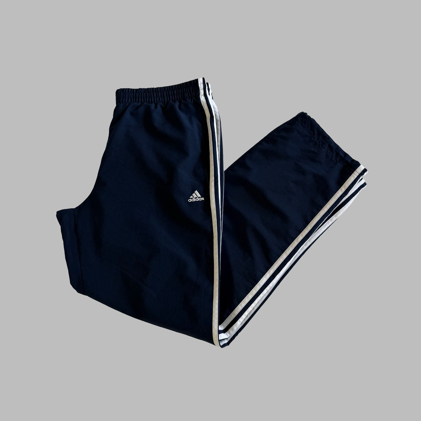Y2K Adidas Three Stipe Baggy Track Pants - L