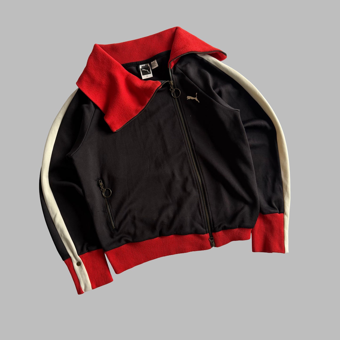 Y2K Puma Asymmetrical Funnel Neck Track Jacket - S/M