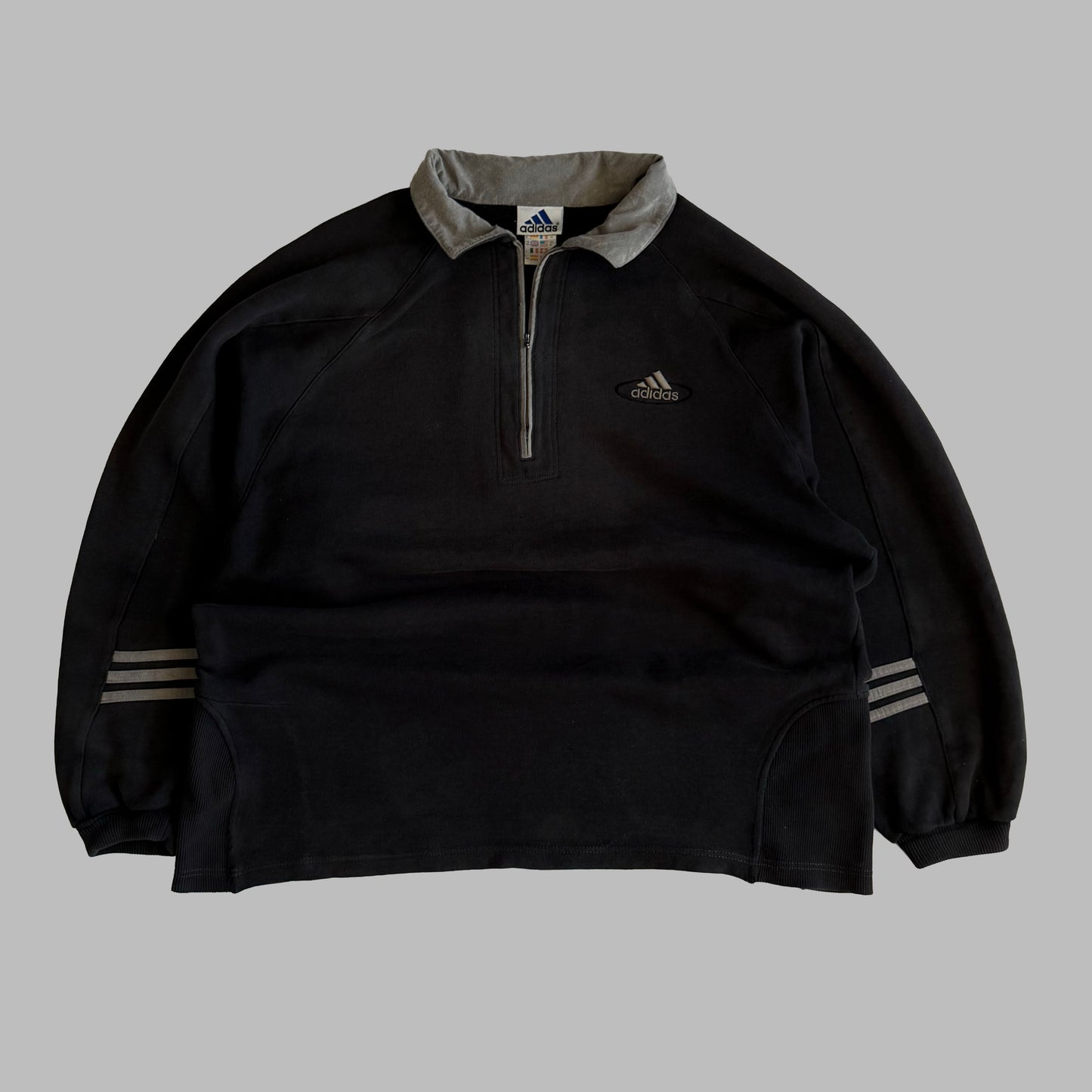 90s Adidas Three Stripe Quarter Zip - L