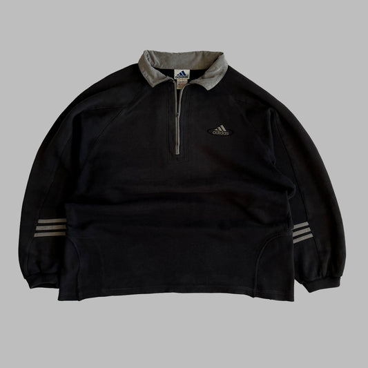 90s Adidas Three Stripe Quarter Zip - L