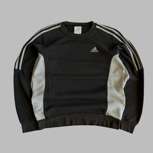 Y2K Adidas Three Stripe Panelled Sweatshirt - S