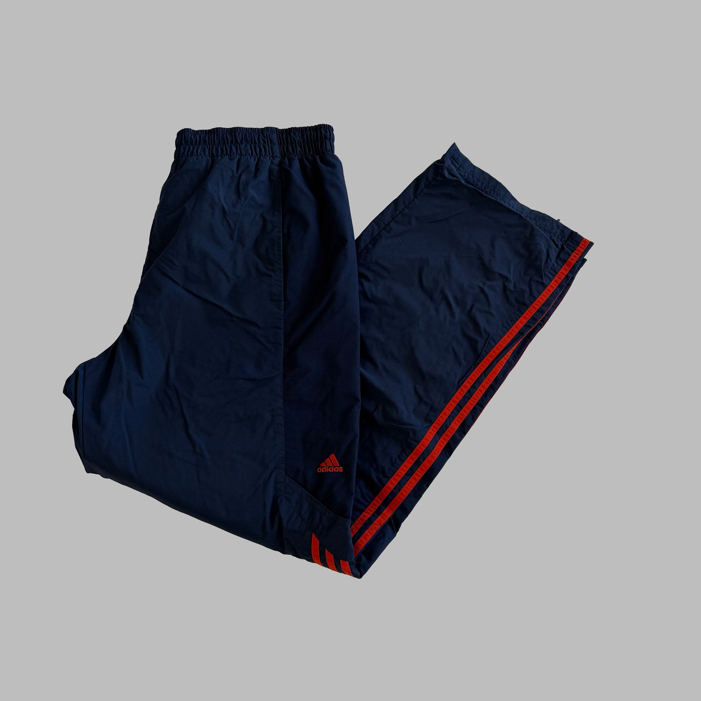 Y2K Adidas Three Stripe Wide Leg Track Pants - L