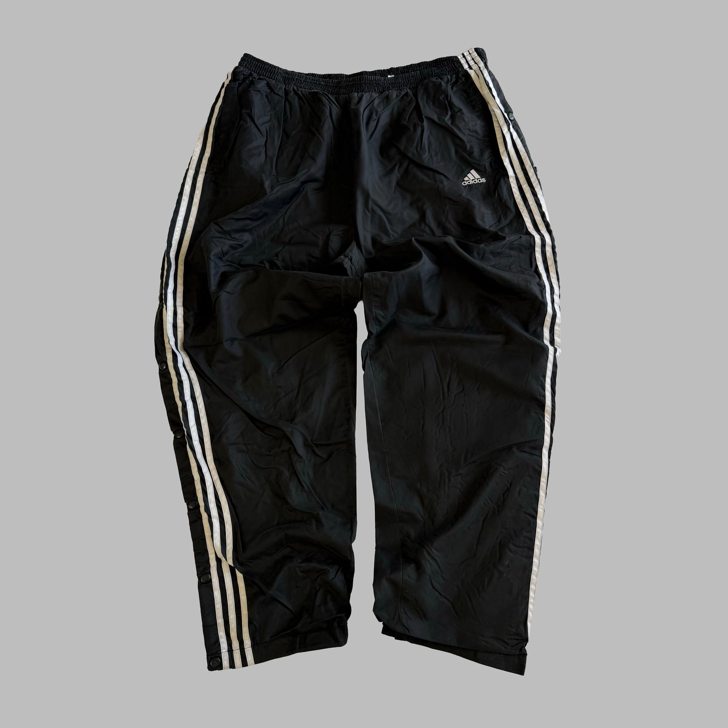 90s Adidas Three Stripe Popper Track Pants - XXL