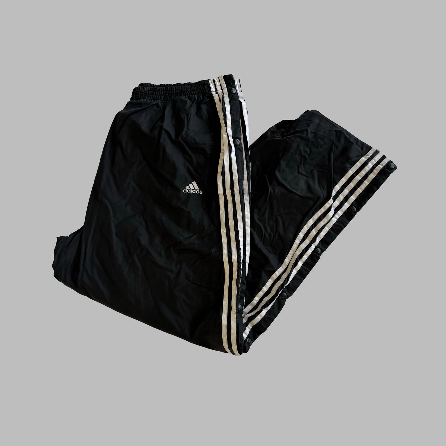 90s Adidas Three Stripe Popper Track Pants - XXL