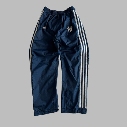 90s Adidas Yankees Wide Leg Three Stripe Track Pants - M