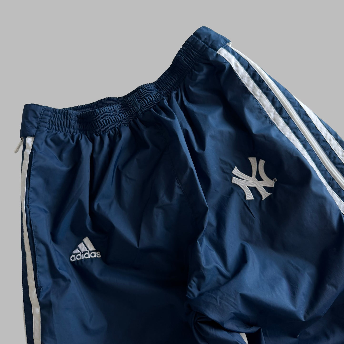 90s Adidas Yankees Wide Leg Three Stripe Track Pants - M