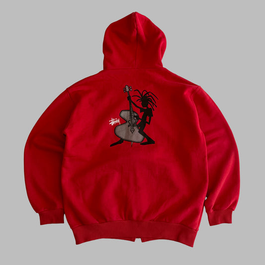 90s Stussy Rasta Jazz Man Hoodie - L