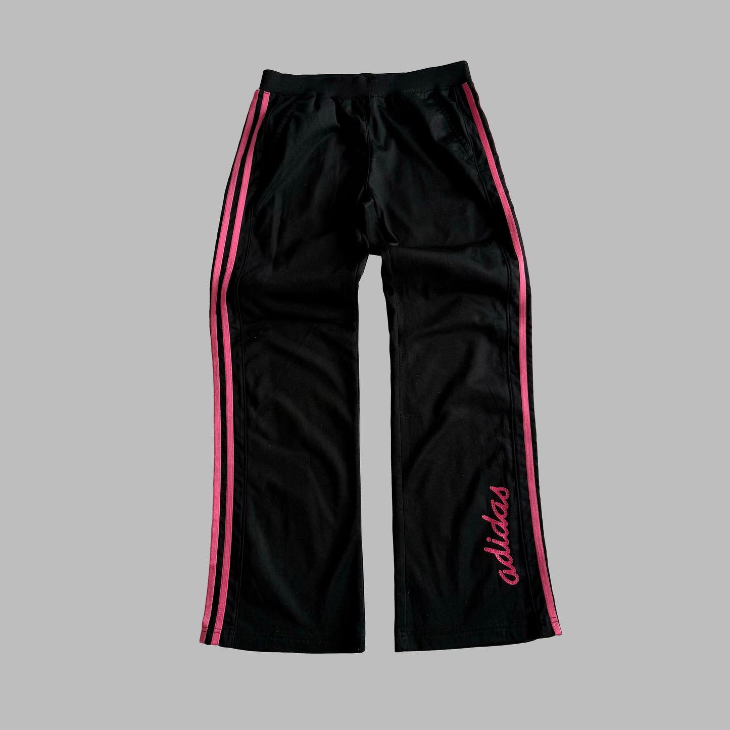 Y2K Adidas Wide Leg Three Stripe Track Pants - M