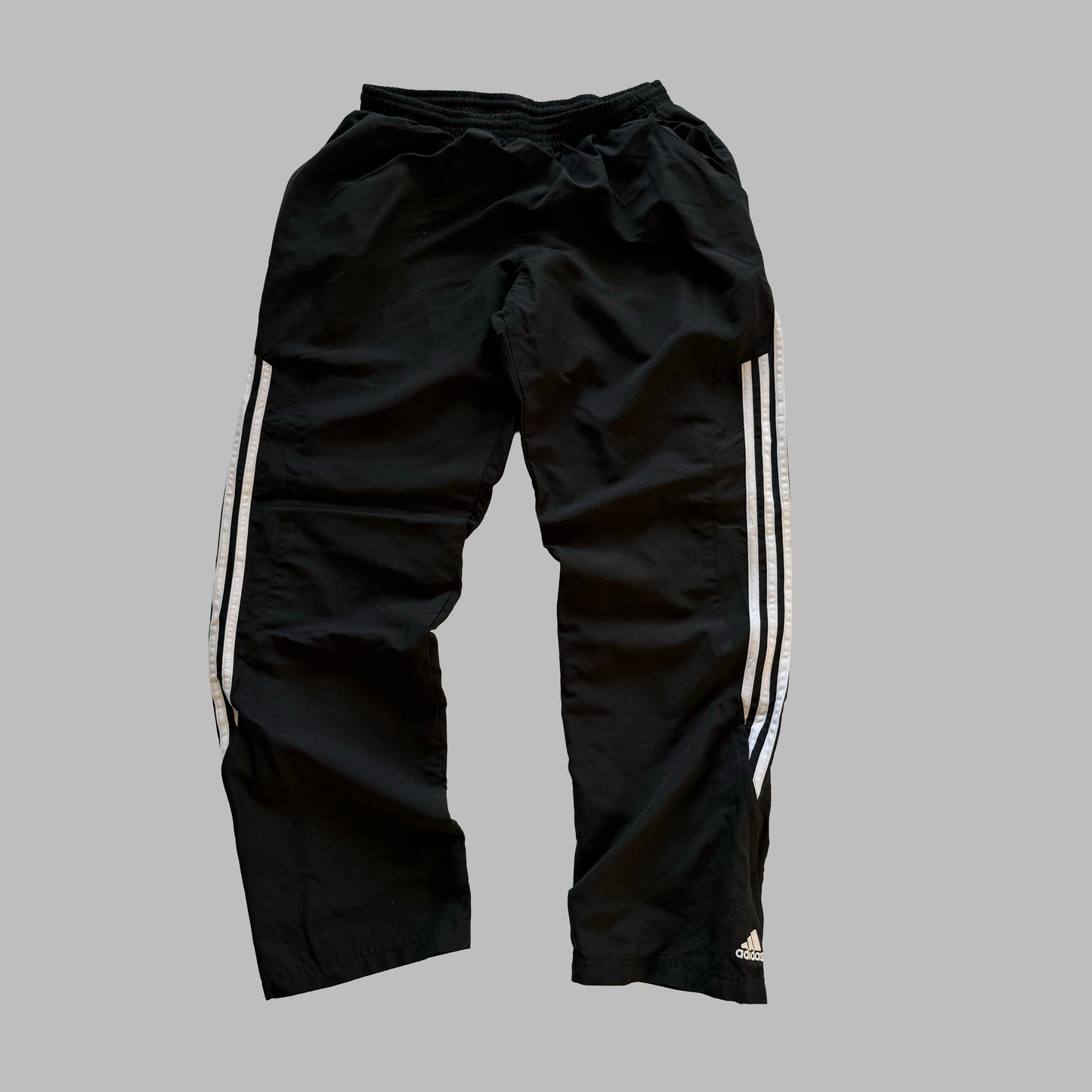 Y2K Adidas Three Stripe Straight Leg Track Pants - M