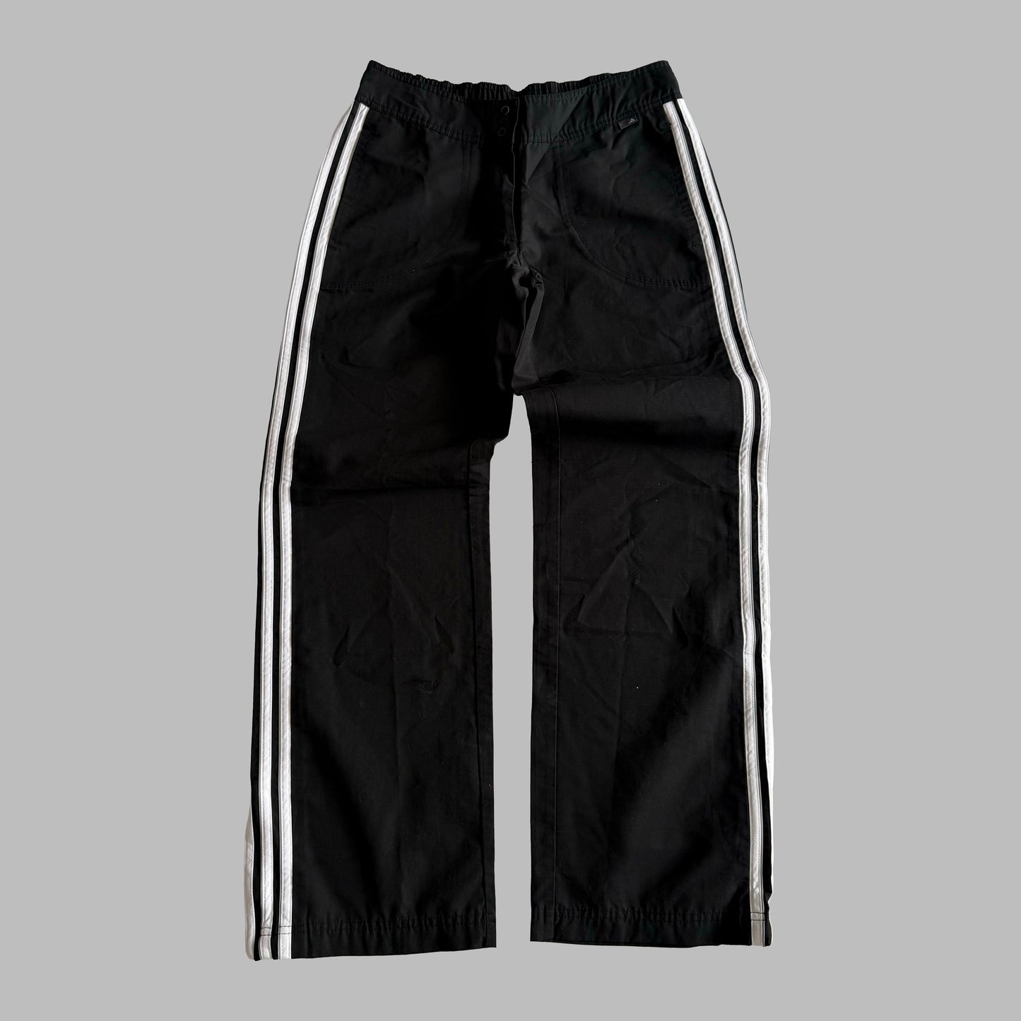 Y2K Adidas Wide Leg Three Stripe Track Pants - L