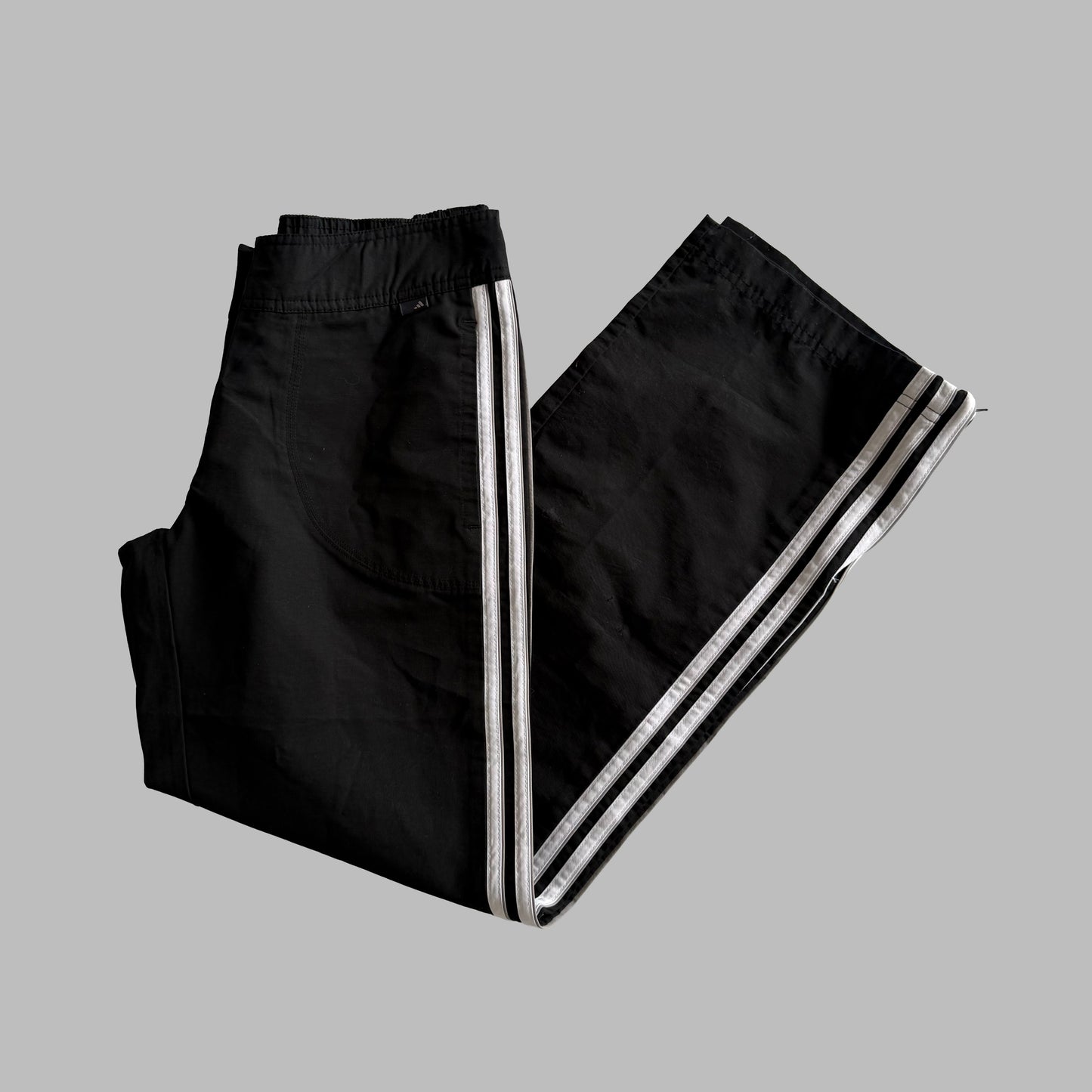 Y2K Adidas Wide Leg Three Stripe Track Pants - L