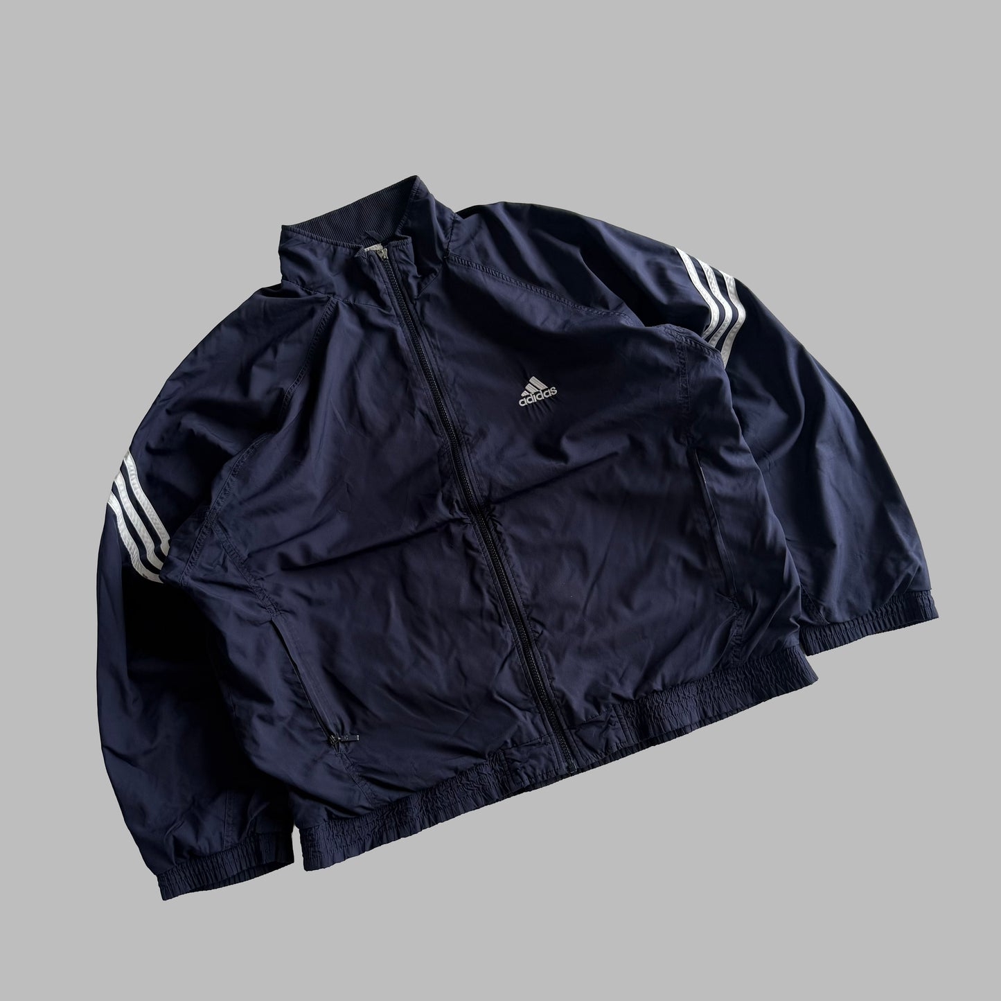90s Adidas Three Stripe Track Jacket - L