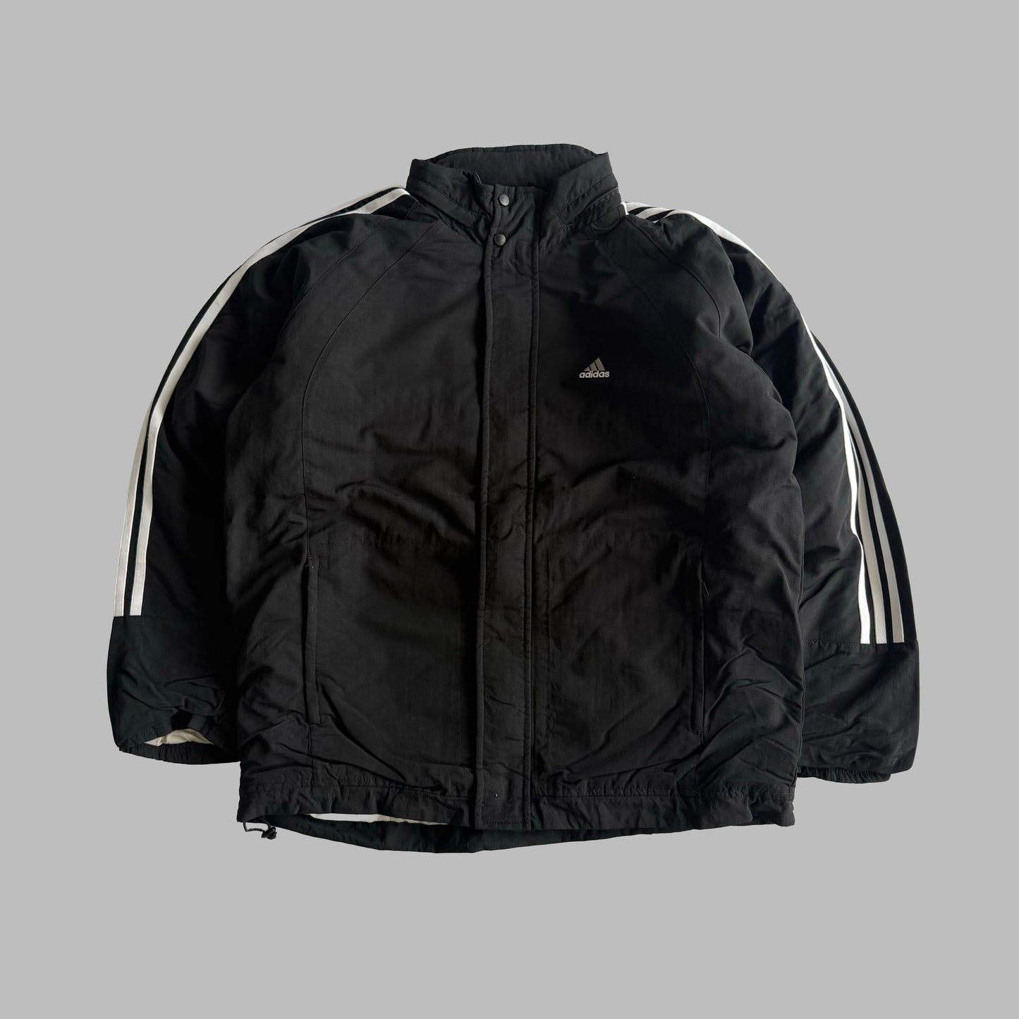 Y2K Adidas Three Stripe Padded Jacket - M