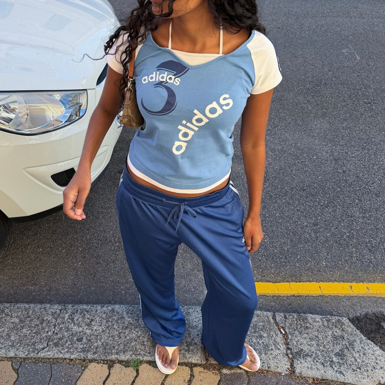 Y2K Adidas Raglan Halter Top - S