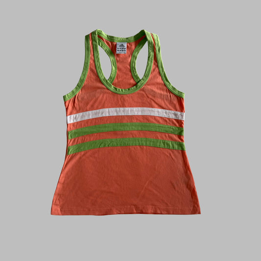 Y2K  Adidas Three Stripe Ringer Activewear Tank - L