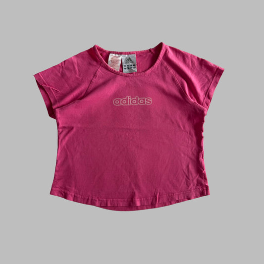 Y2K Adidas Spell Out Cropped Baby Tee - M