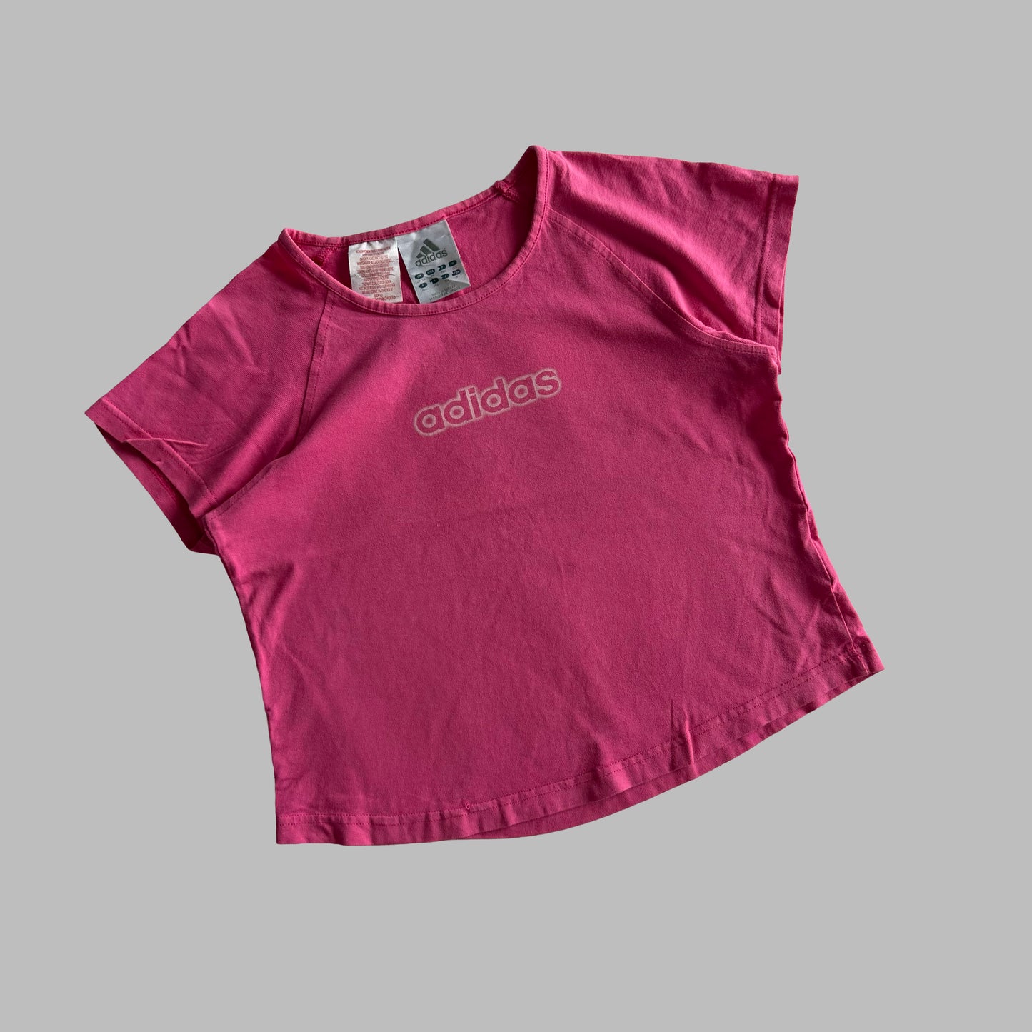 Y2K Adidas Spell Out Cropped Baby Tee - M