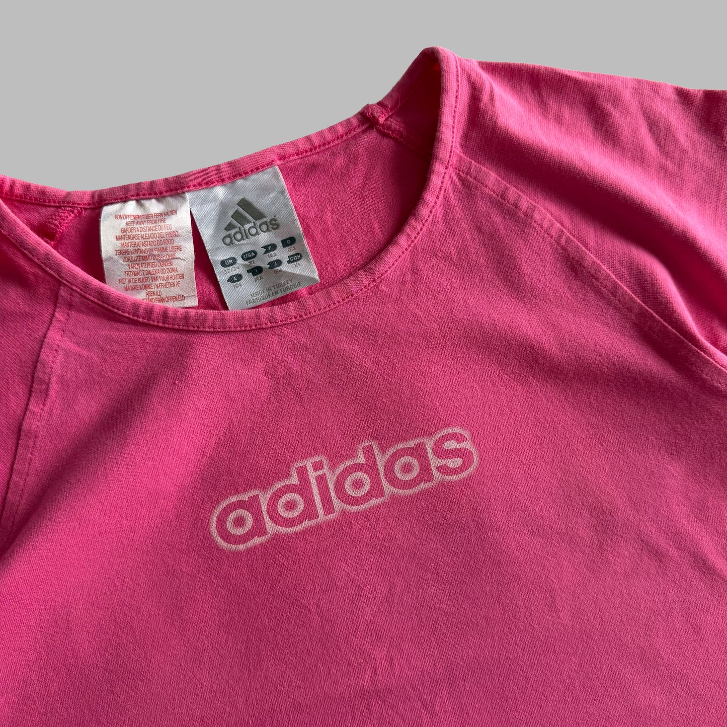 Y2K Adidas Spell Out Cropped Baby Tee - M