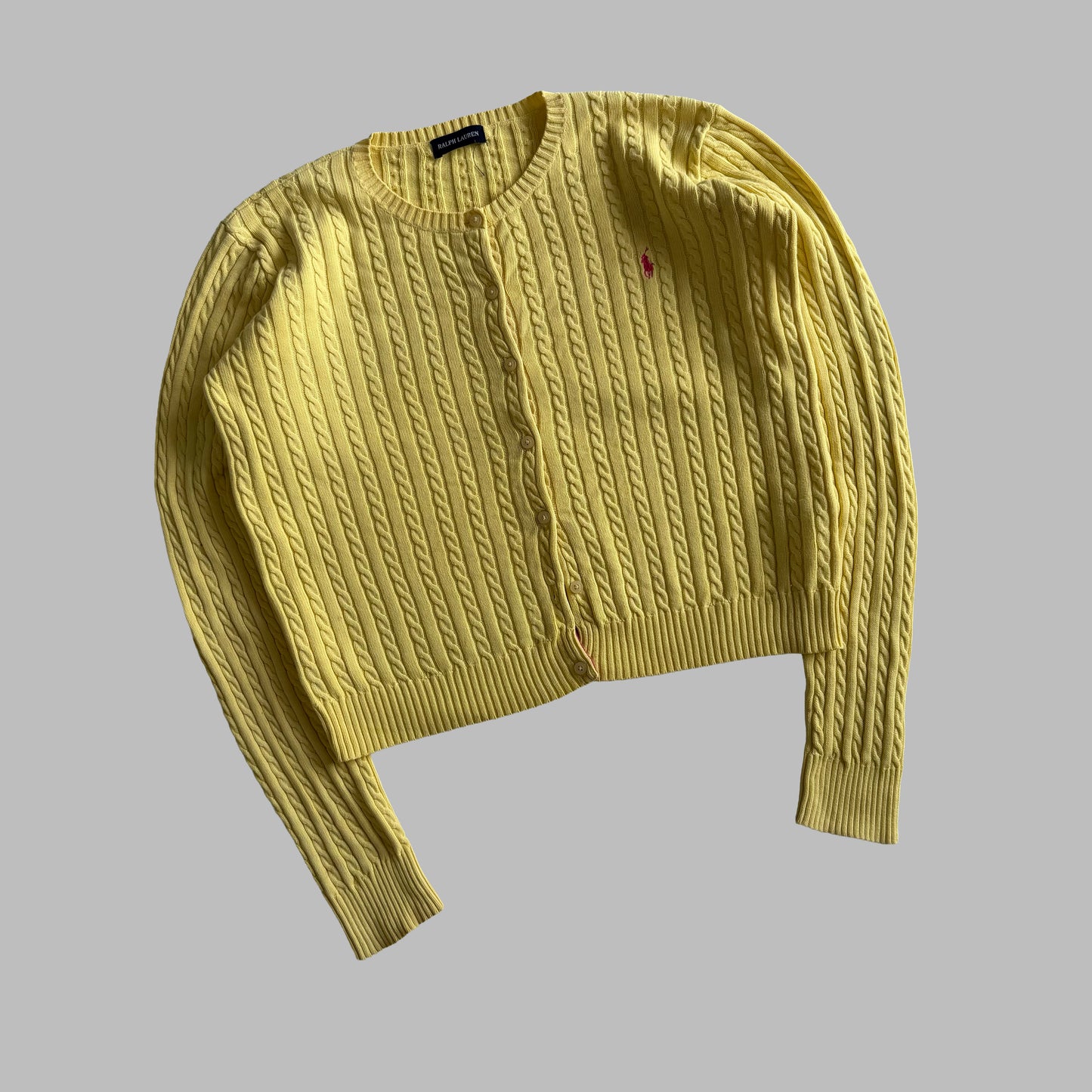 Y2K Polo Ralph Lauren Cable Knit Cardigan - M