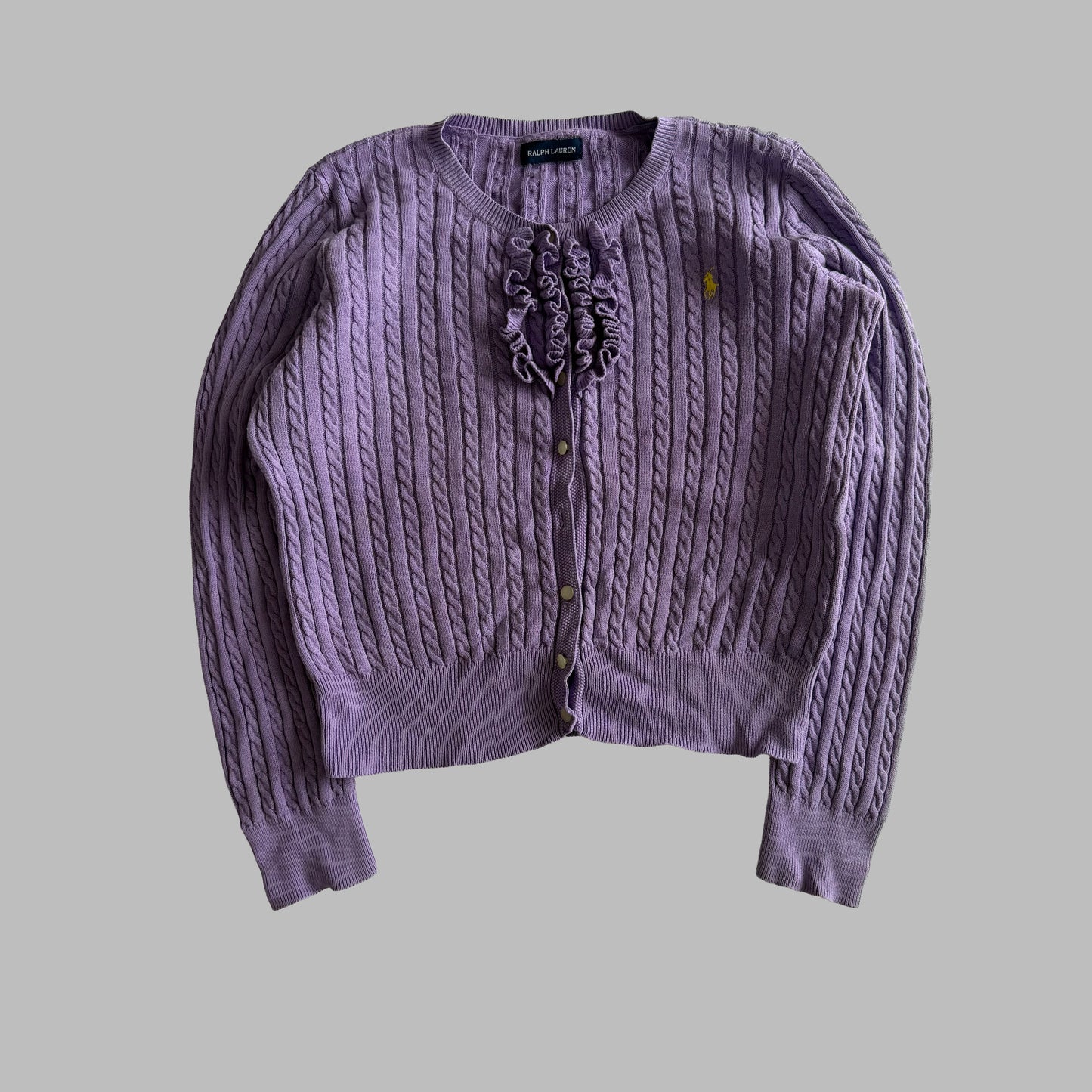 Y2K Polo Ralph Lauren Cable Knit Cardigan - M