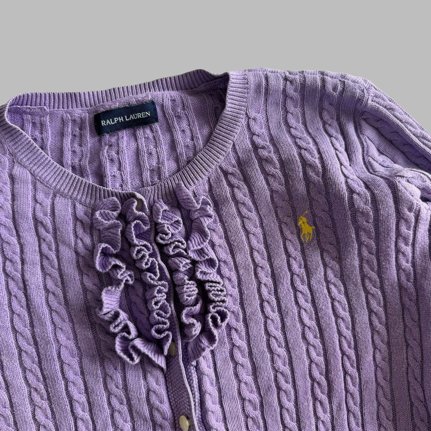 Y2K Polo Ralph Lauren Cable Knit Cardigan - M