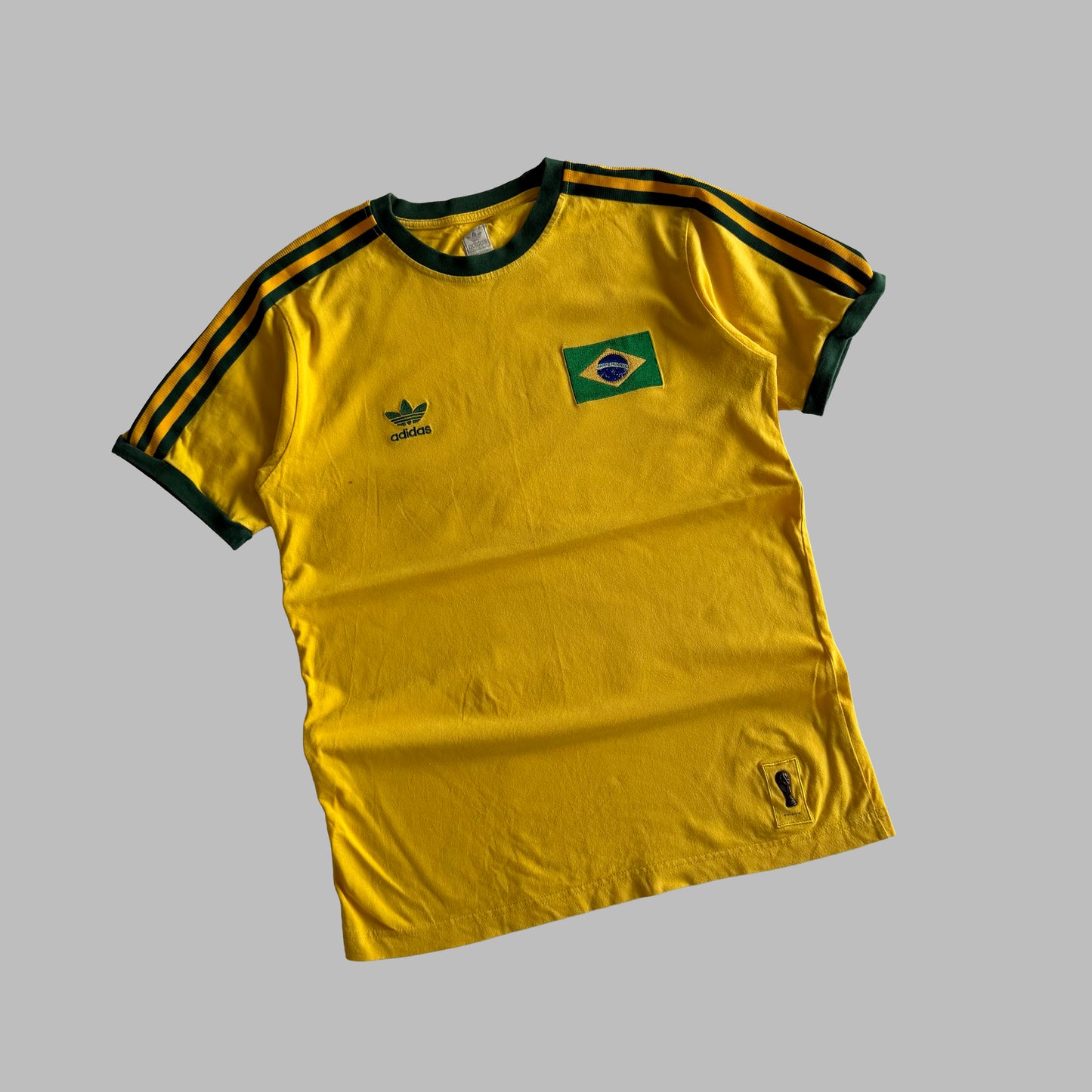Y2K Adidas Three Stripe Brazil T-Shirt - M