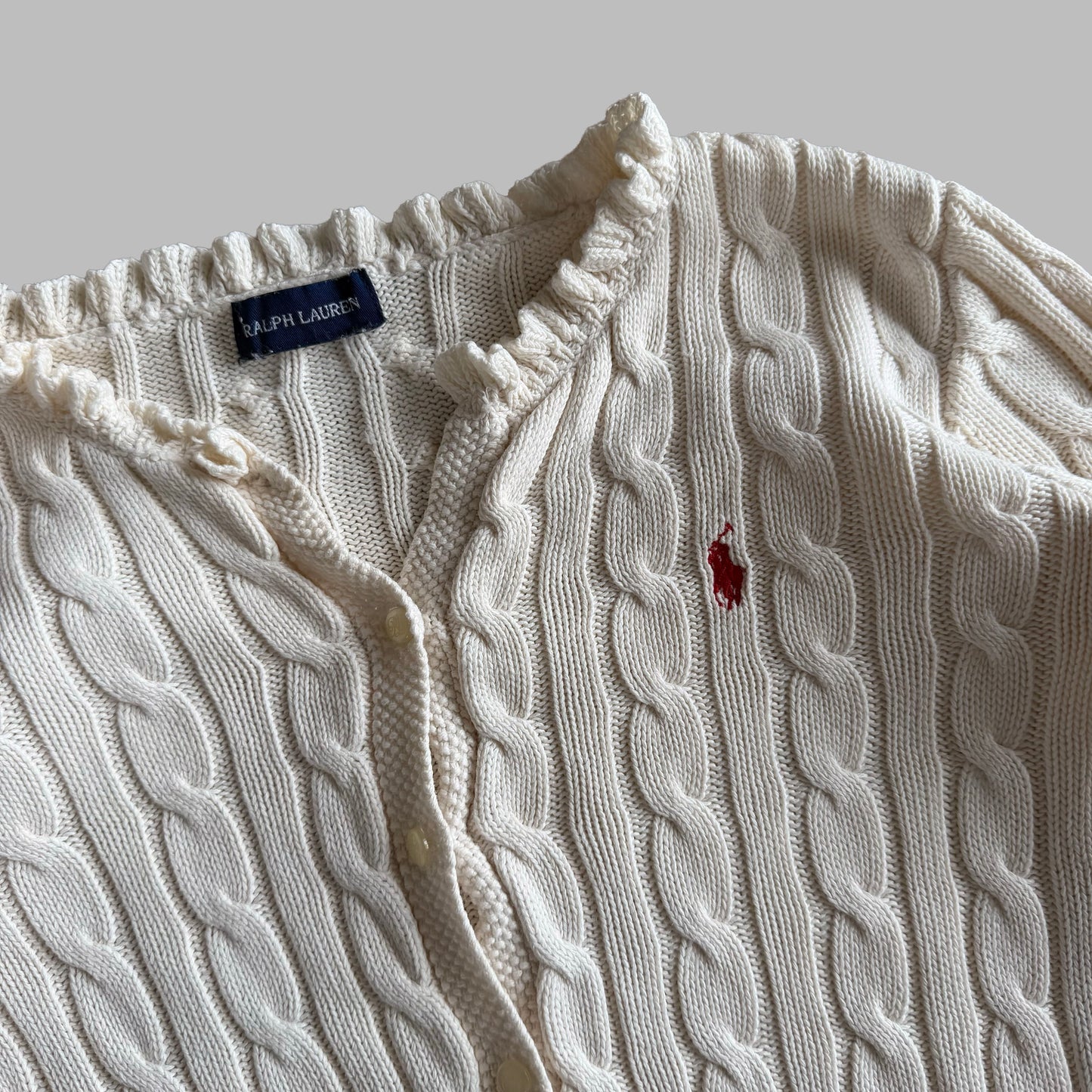 Y2K Polo Ralph Lauren Cable Knit Cardigan - S