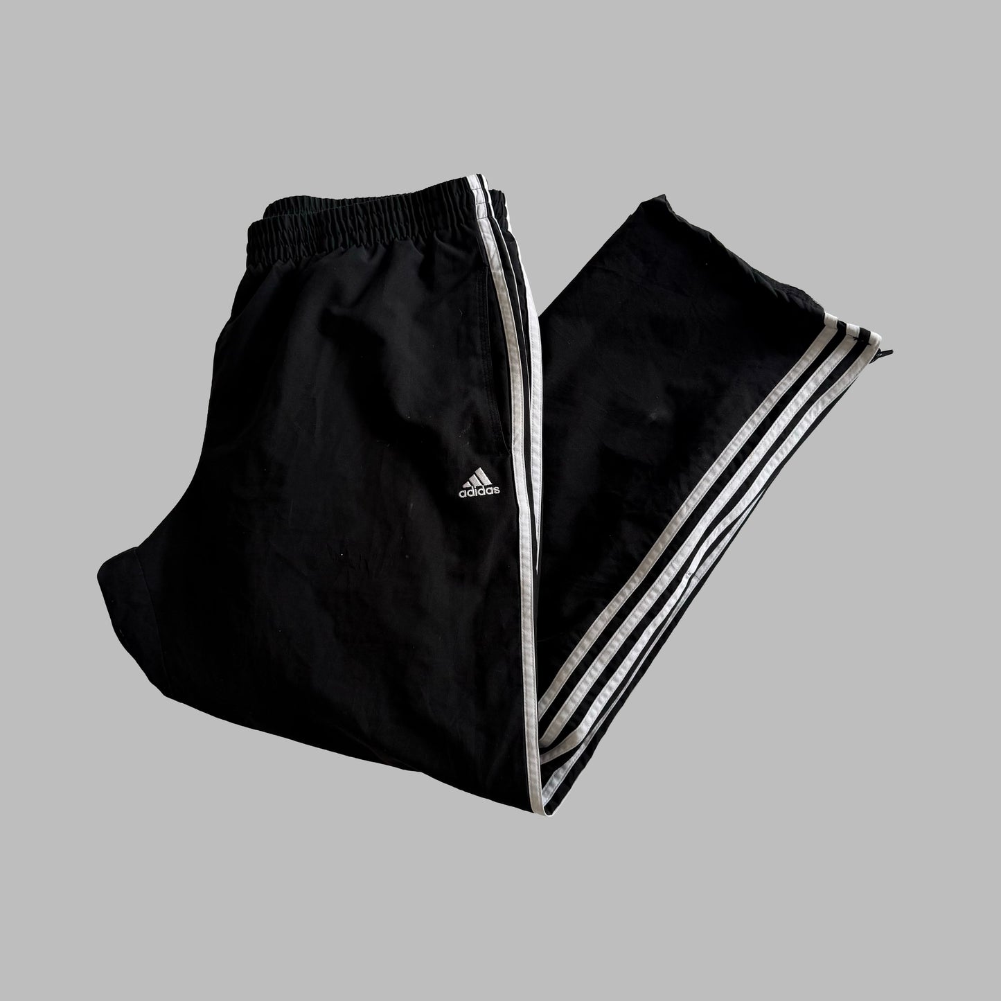 Y2K Adidas Three Stripe Wide Leg  Track Pants - XL