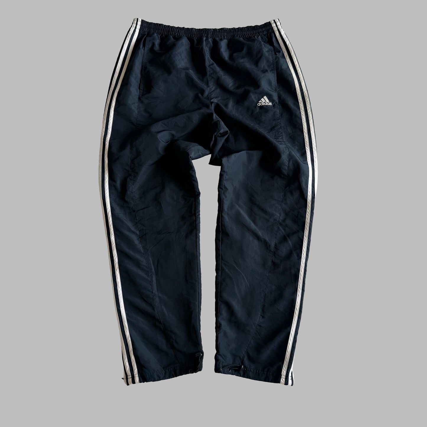 Y2K Adidas Three Stripe Parachute Track Pants - L