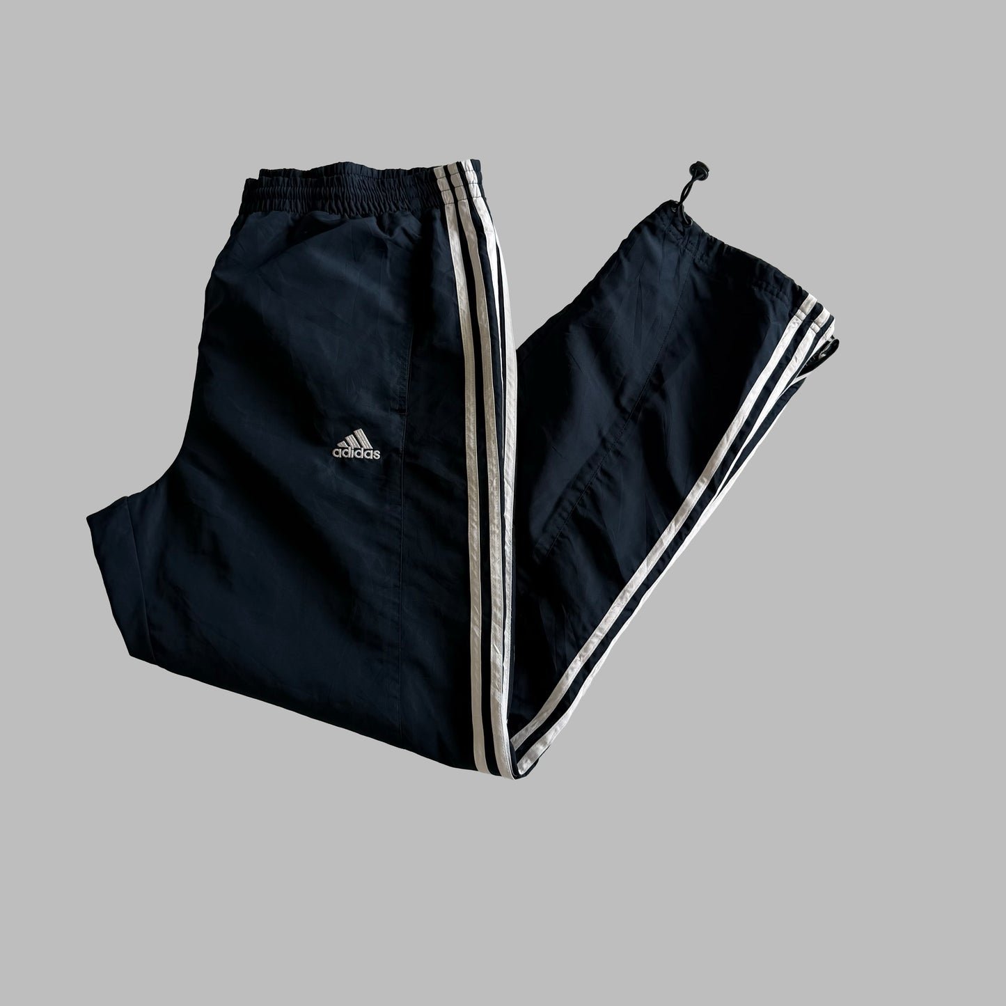 Y2K Adidas Three Stripe Parachute Track Pants - L