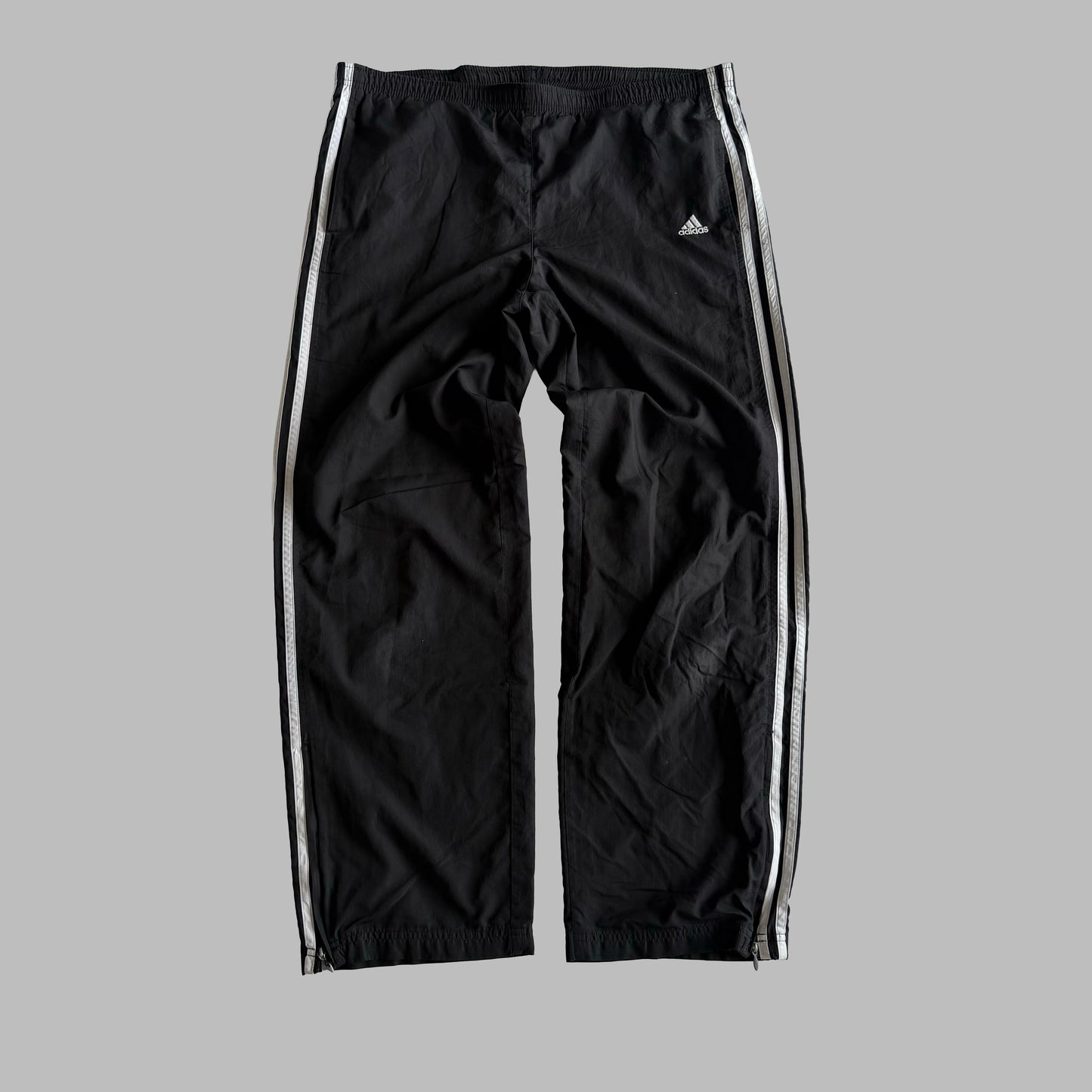 Y2K Adidas Three Stripe Wide Leg Track Pants - M