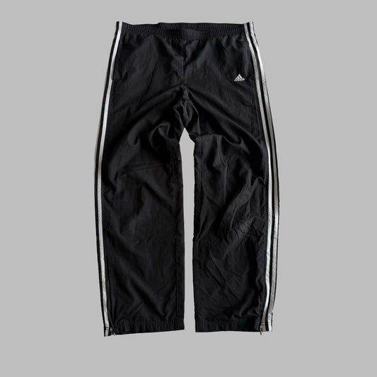 Y2K Adidas Three Stripe Wide Leg Track Pants - M