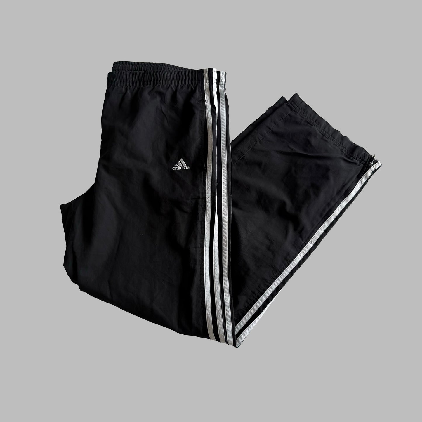 Y2K Adidas Three Stripe Wide Leg Track Pants - M