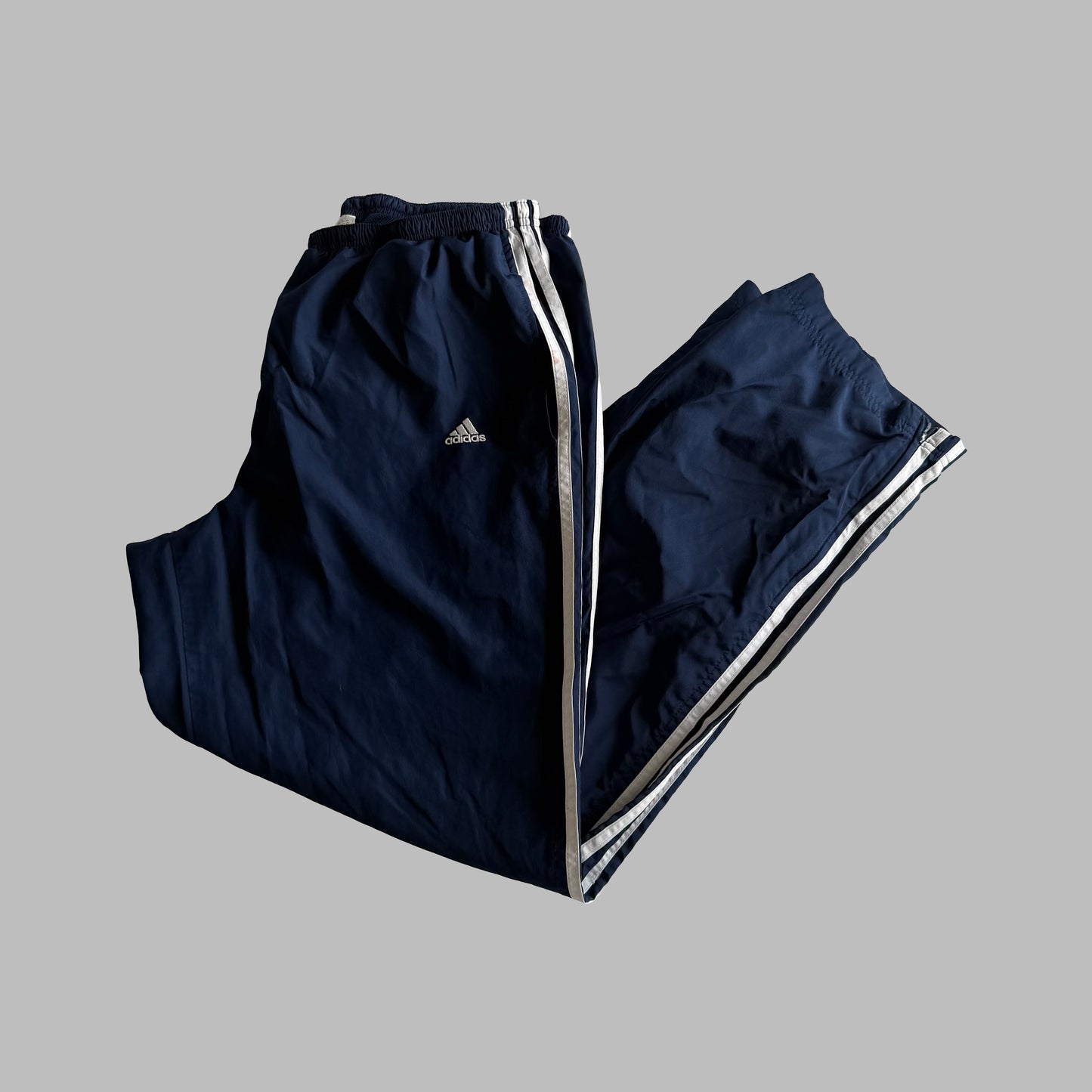 Y2K Adidas Three Stripe Straight Leg Track Pants - L