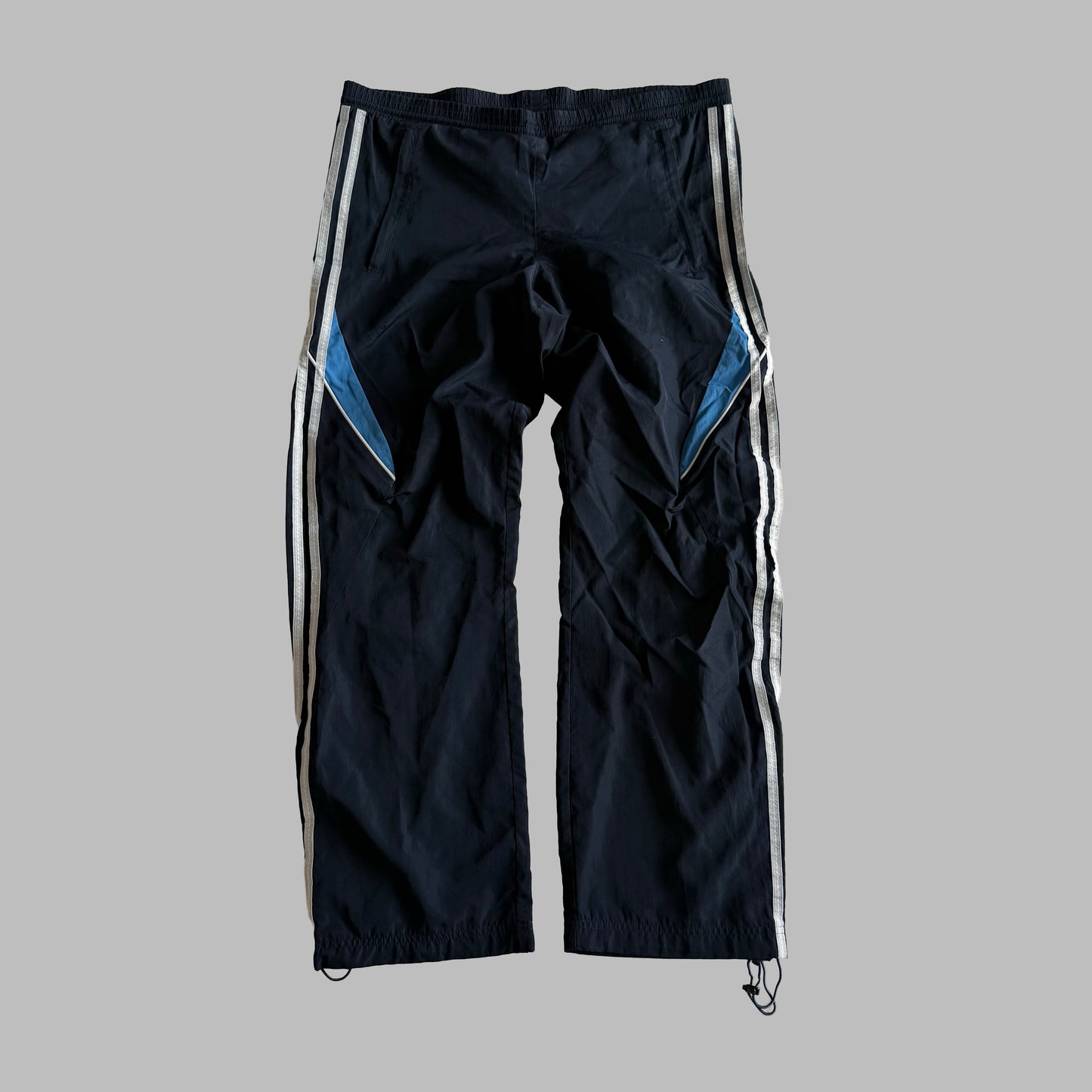 Y2K Adidas Three Stripe Wide Leg Track Pants - M