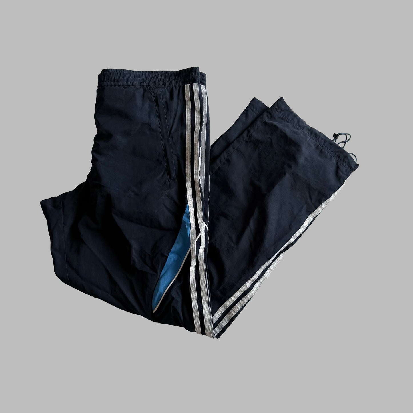 Y2K Adidas Three Stripe Wide Leg Track Pants - M